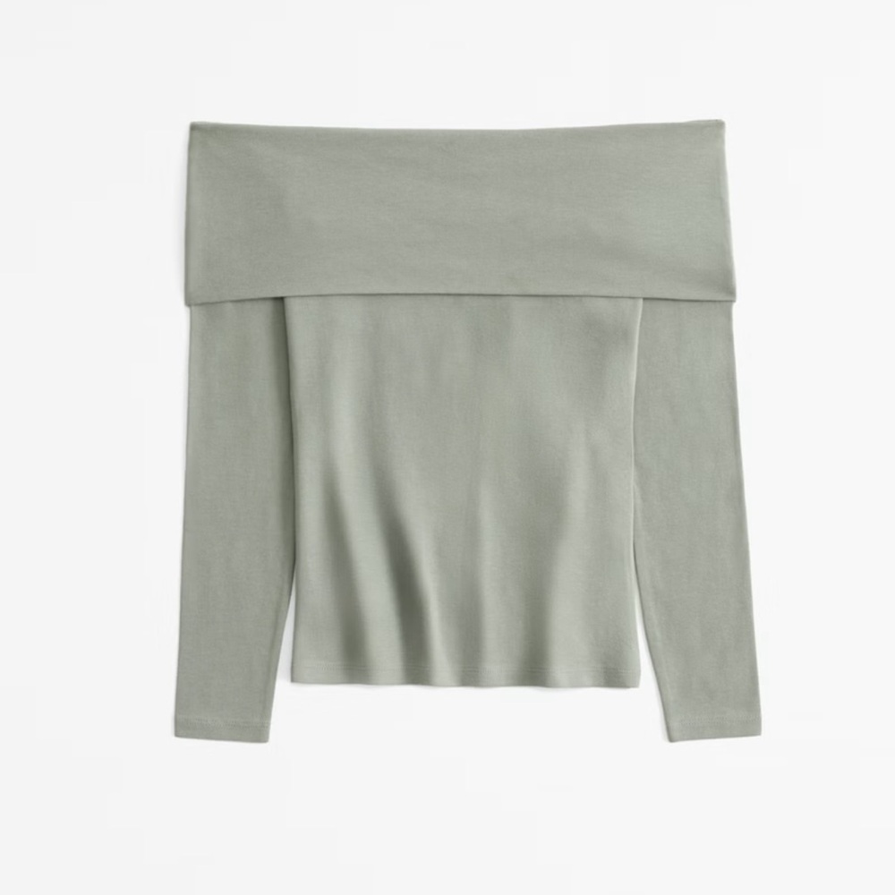 Abercrombie & Fitch off shoulder light Olive Green off shoulder top medium